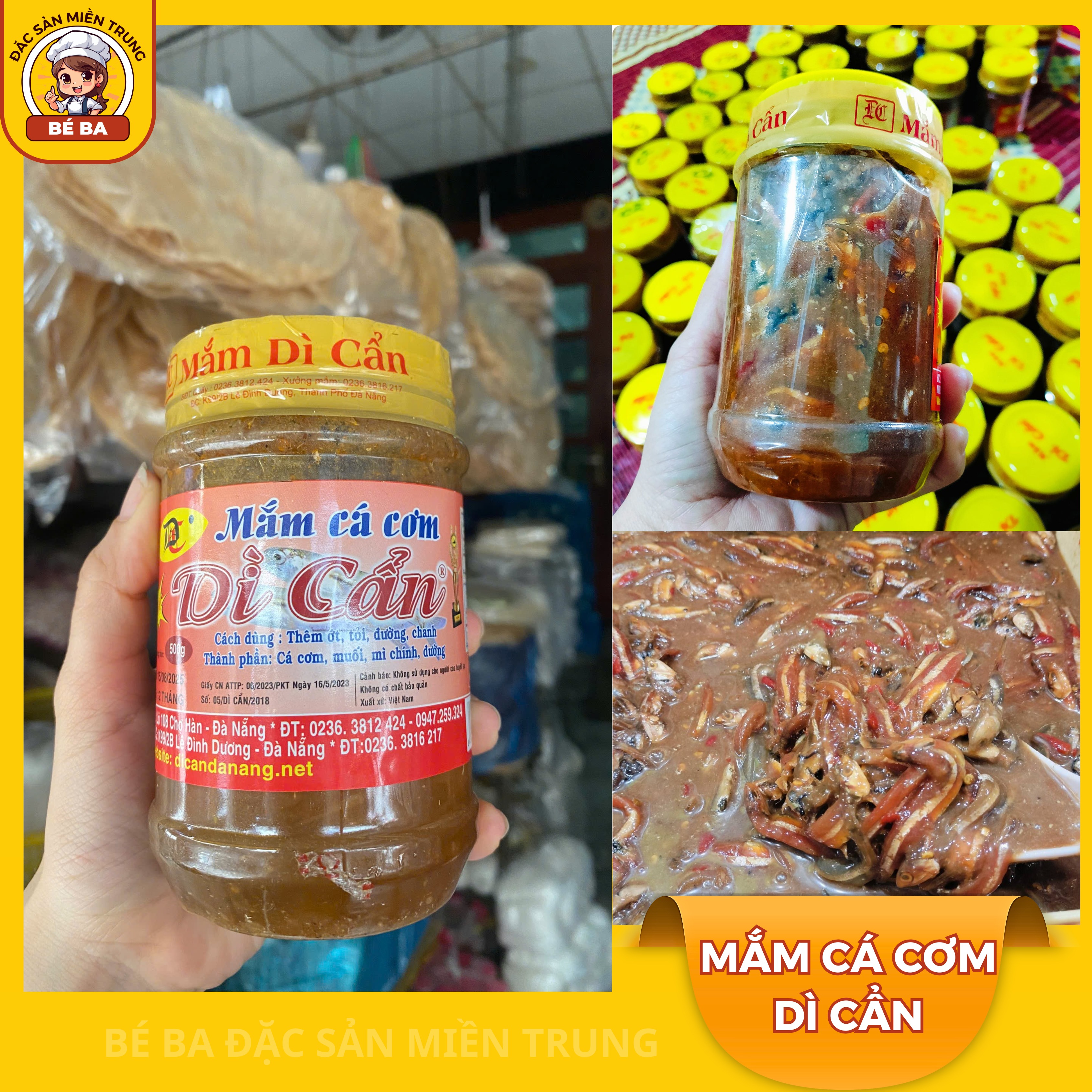 [CHÍNH HÃNG] Mắm Cá Cơm Dì Cẩn 500g – Đặc Sản Đà Nẵng Chính Gốc - Bé Ba Đặc Sản Miền Trung