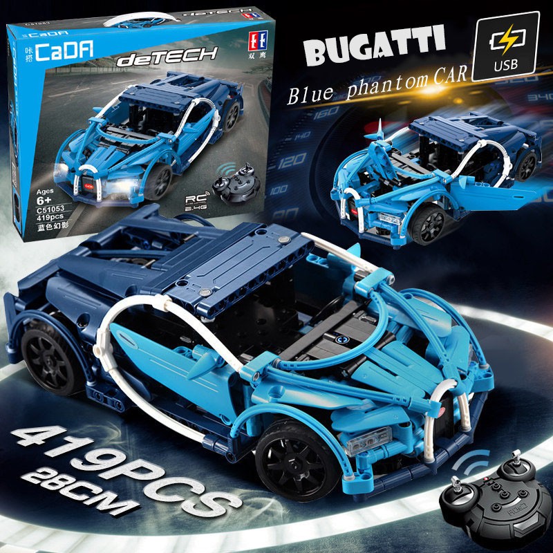 Lắp ráp xếp hình lego technic cada c51053w - mô hình siêu xe bugatti blue phantom car có điều khiển