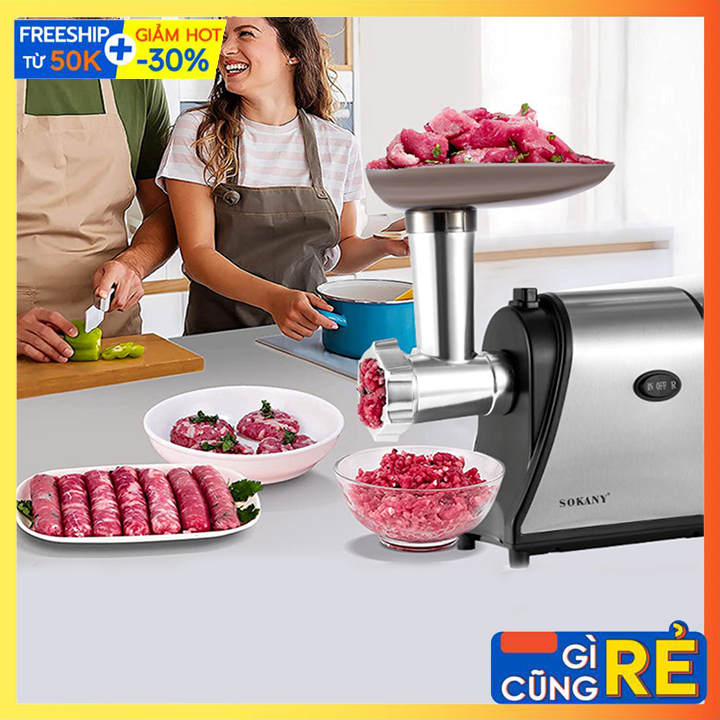 Máy xay thịt, máy đùn thịt làm lạp xưởng đa năng chính hãng sokany 093
