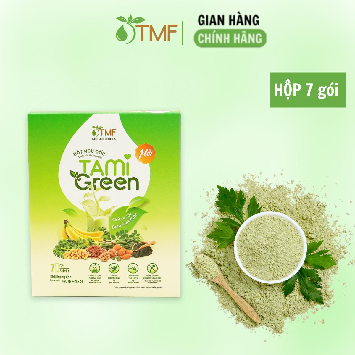 Bột ngũ cốc Tamigreen 140g 7gói bổ sung thêm chất xơ, hỗ trợ hệ tiêu hóa khỏe mạnh Tâm Minh Foods