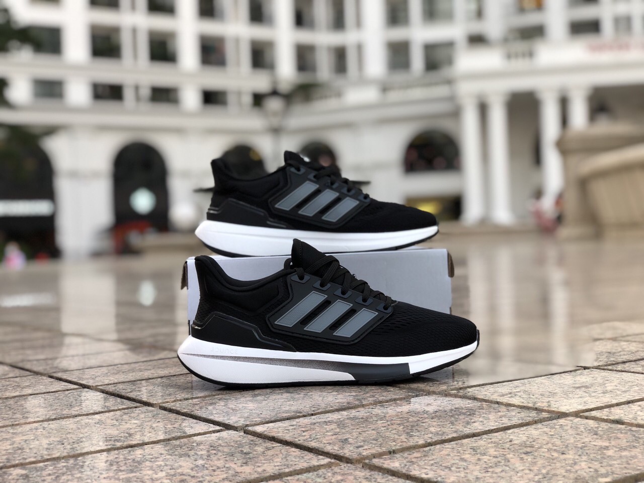 Giày thể thao nam eq2024 - sneaker 2024 - giày thể thao chuyên chạy bộ tập thể thao eq21 đen trắng