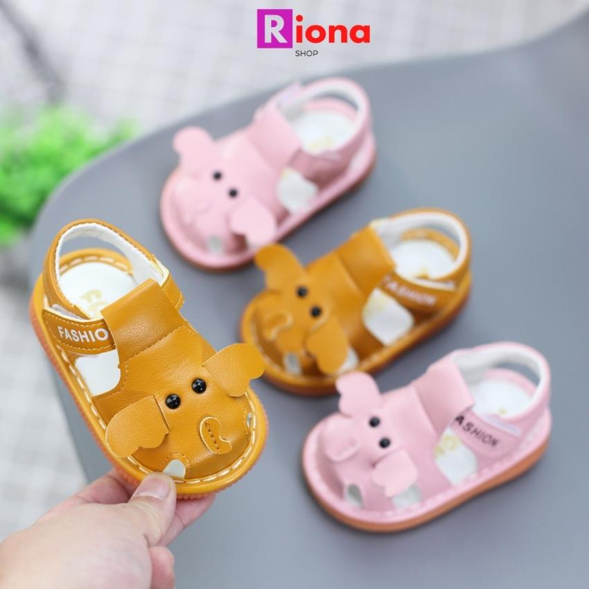 Dép tập đi cho bé gái trai giầy sadal tập đi giày em bé 6 tháng - 1 tuổi có kèn chống trượt Rionashop