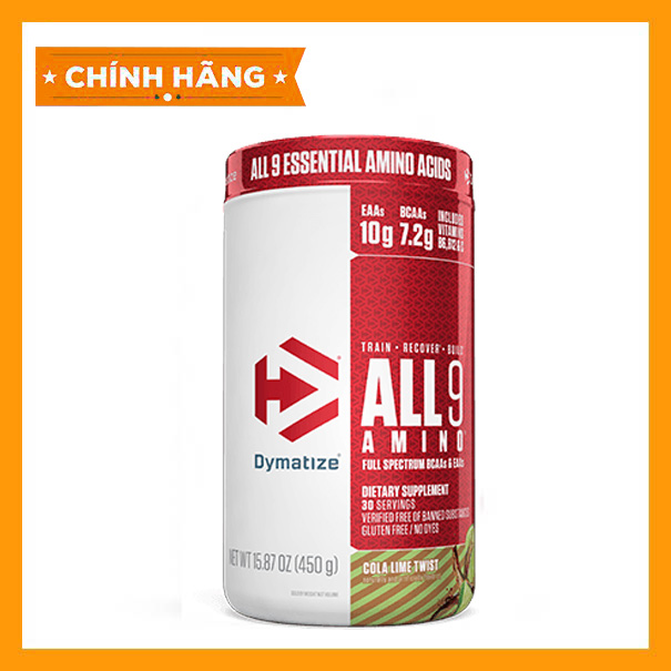 All 9 amino aicd - 30 lần dùng Bổ sung Bcaa và Eaa hỗ trợ phát triển cơ bắp Dymatize.