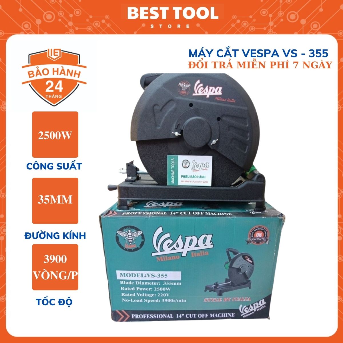Máy cắt sắt Vespa 2500w Italia - Máy cắt sắt bàn cao cấp hàng nhập khẩu