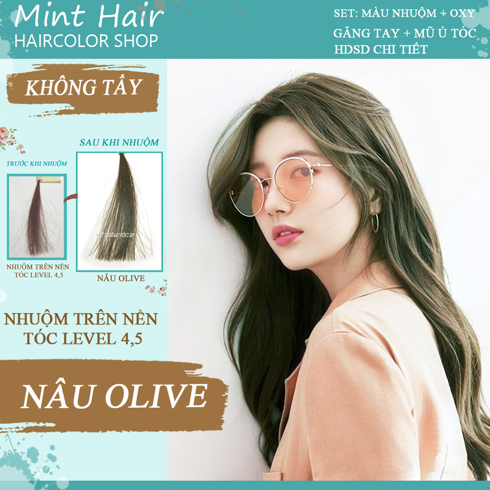 Kem Nhuộm Tóc Thảo Dược Nâu Ô Liu Olive - Nhuộm Trên Nền Đen / Nâu - Không Tẩy