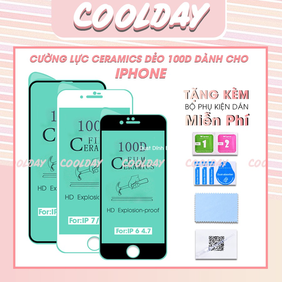 Kính Cường Lực Iphone 6 7 8 SE 2020 6 plus 7 Plus X XS XR XS Max 11 11 Pro Max 12 12 Mini 12 Pro Max Ceramics Dẻo 100D