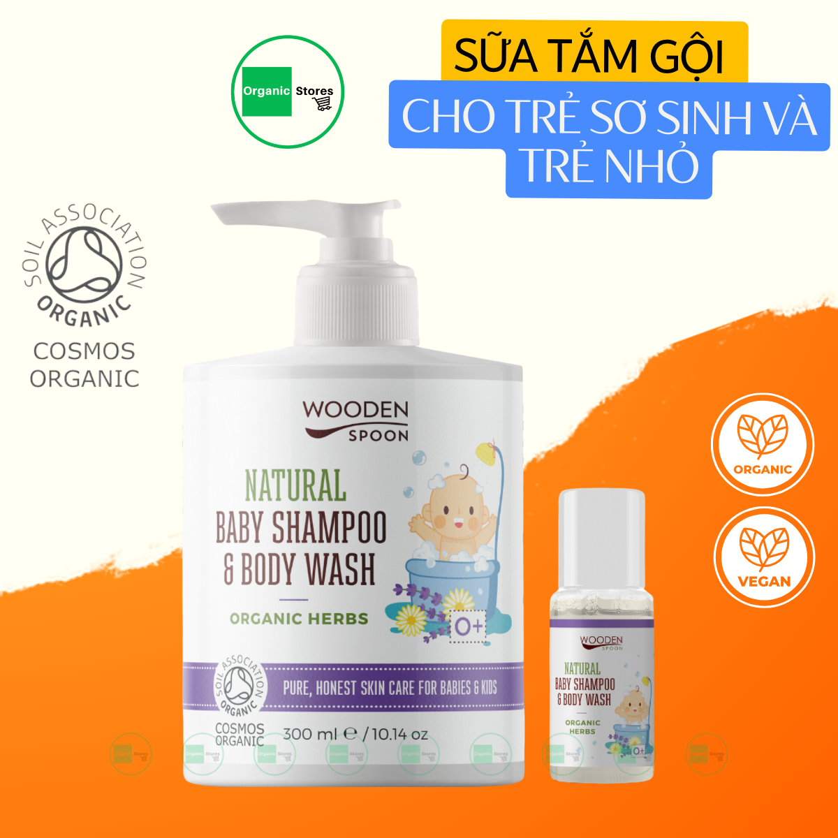 Sữa tắm gội hữu cơ cho bé 300ml - Wooden Spoon