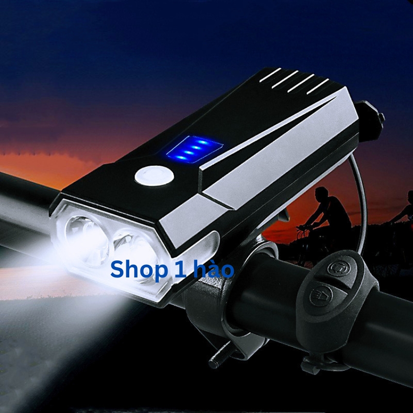 Đèn pha đi xe đạp sạc có còi điện tử đèn led xe đạp thiết bị đi đêm mới xe đạp leo núi chống nước, tiện lợi