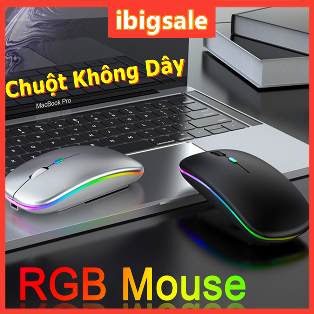 [HN] Chuột Không Dây A2, Có Đèn RGB LED, Có Thể Sạc Lại Cổng USB, Click Không Gây Tiếng Ồn, Khoảng Cách Tín Hiệu 10m, Thích hợp cho PC và máy tính xách tay