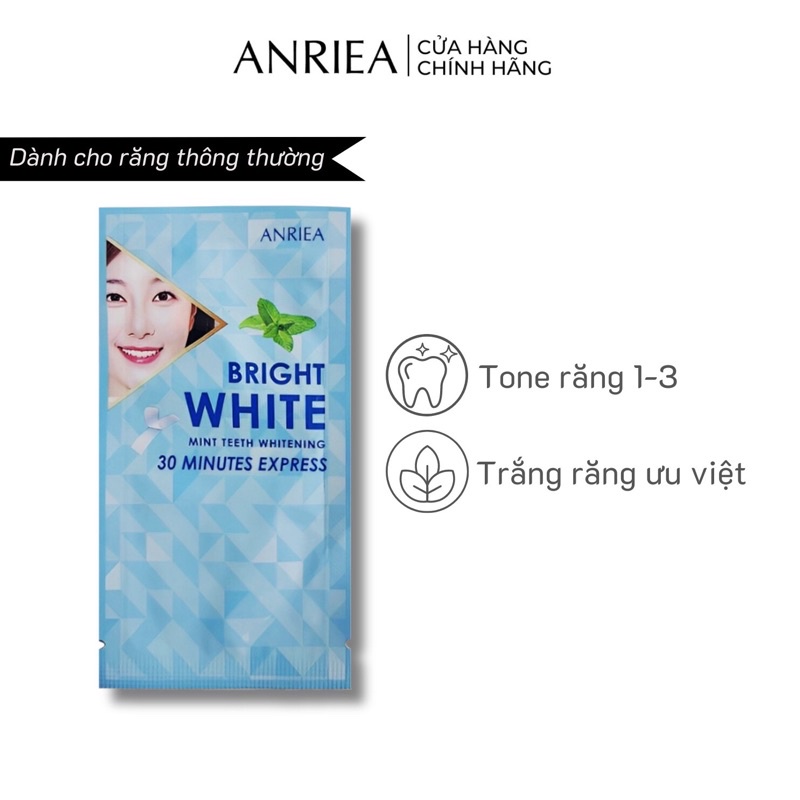 Miếng dán trắng răng Anriea Bạc Hà cải thiện hiệu quả sau 30