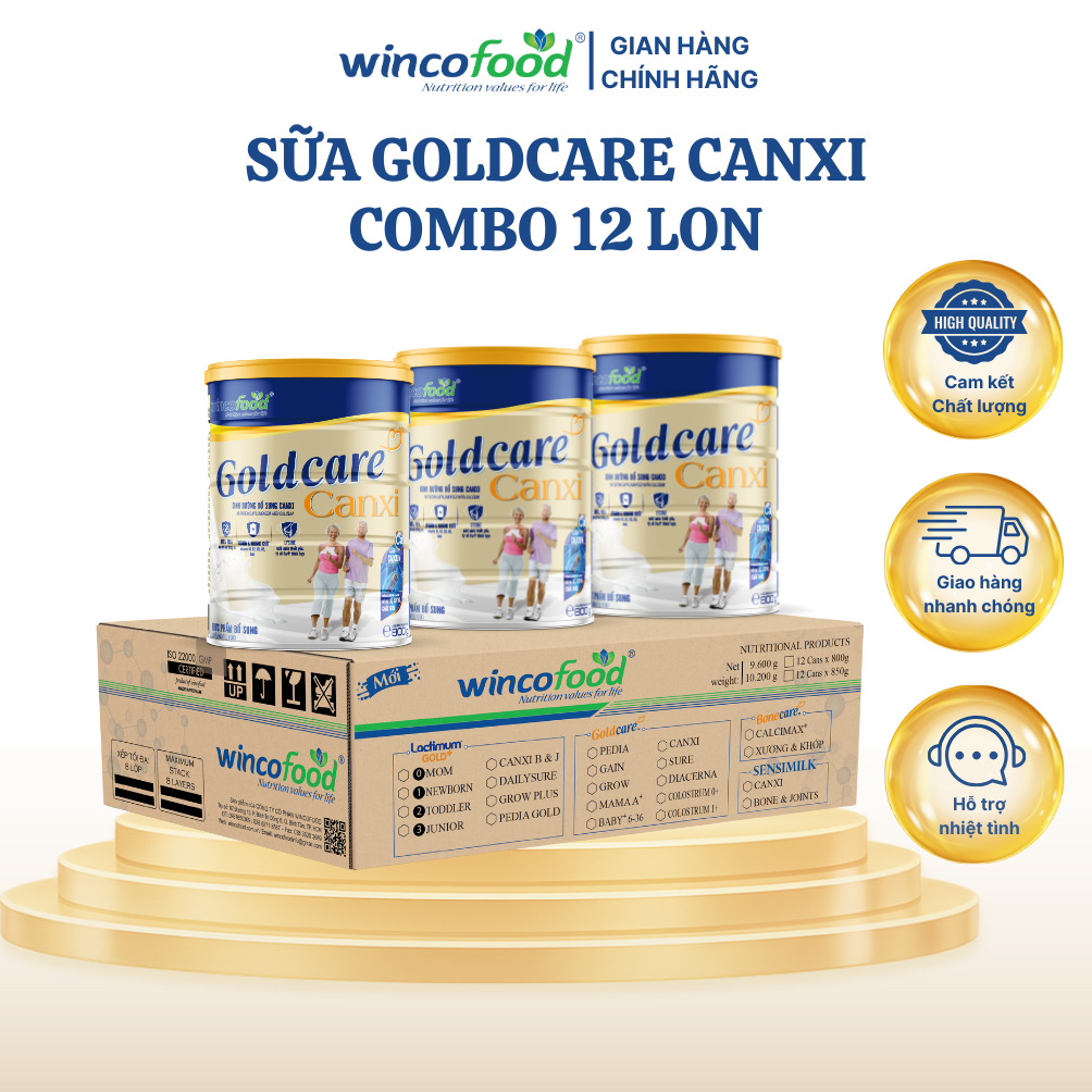 (Thùng 12 lon) Sữa bột Wincofood GoldCare Canxi (800g/lon)