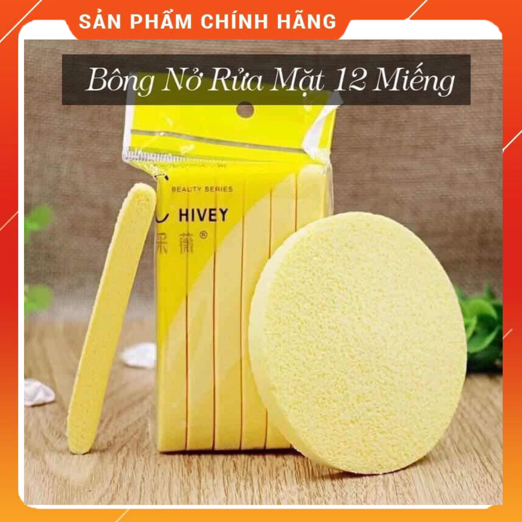 Miếng mút rửa mặt bọt biển - Bông nở rửa mặt Chivey ( 1 gói 12 thanh ) Bika Beauty