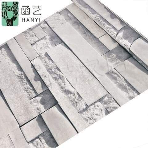 Giấy dán tường họa tiết hàn quốc dài 10 mét khổ 0.45 mét Giả gạch xám 3D
