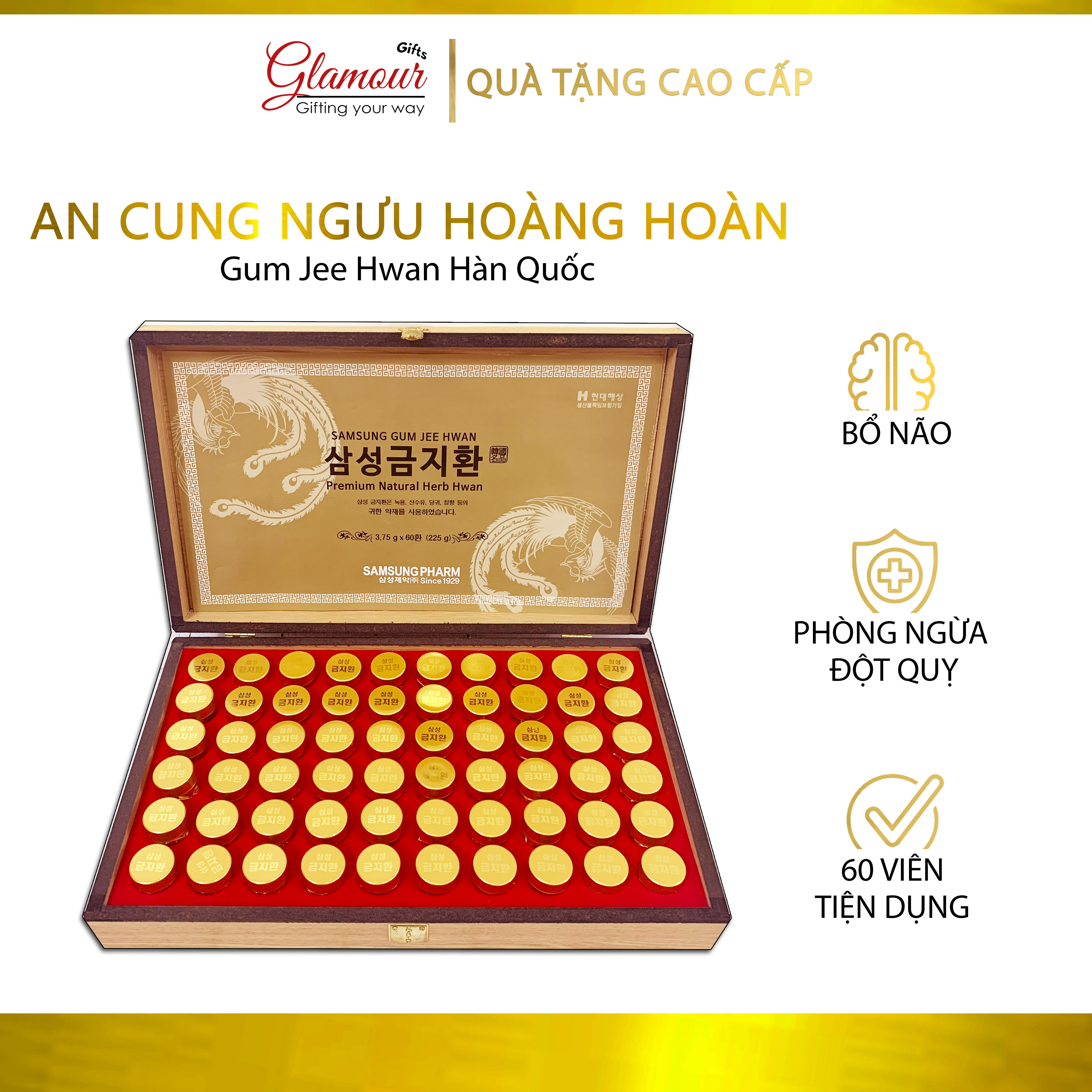An cung ngưu hoàng hoàn hàn quốc sam sung gumjeehwan - viên an cung hộp 60 viên