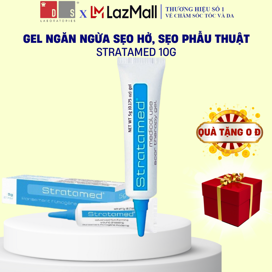 Gel sẹo hỗ trợ làm lành vết thương hở và giúp mờ sẹo thâm, sẹo lồi, sẹo lõm, Stratamed 10g chính hãng