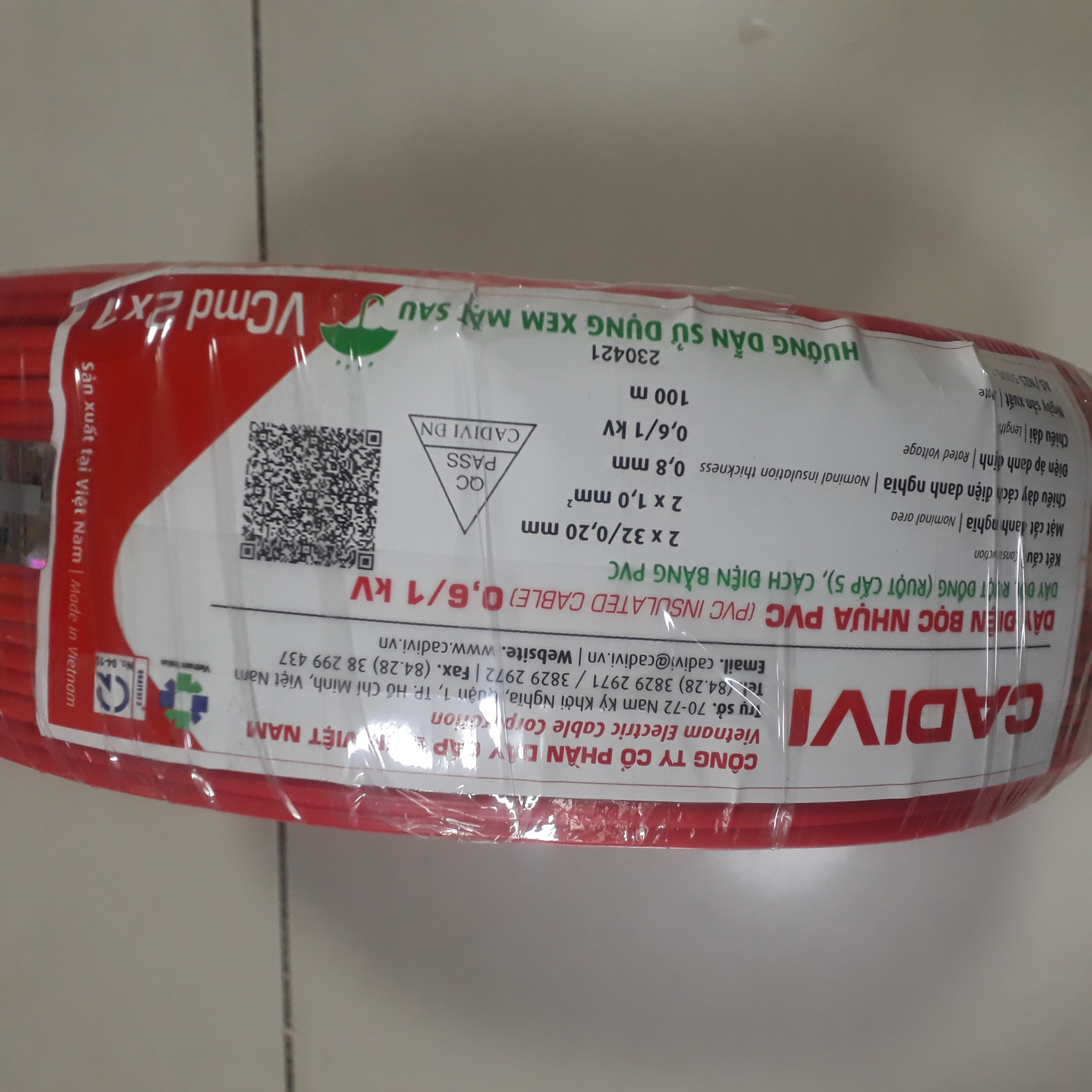 Dây điện đôi cadivi 2x32 cuồn/100m( VCmd 2X1.0mm²) & Cáp 7 sợi CV 2.5