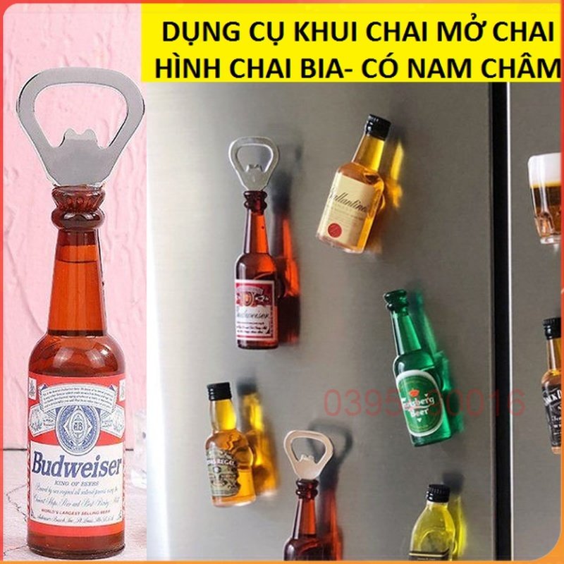 Dụng cụ mở chai khui chai hình chai bia có gắn nam châm chuyên dụng, Phong cách Retro Vintage cho quán NHẬU...