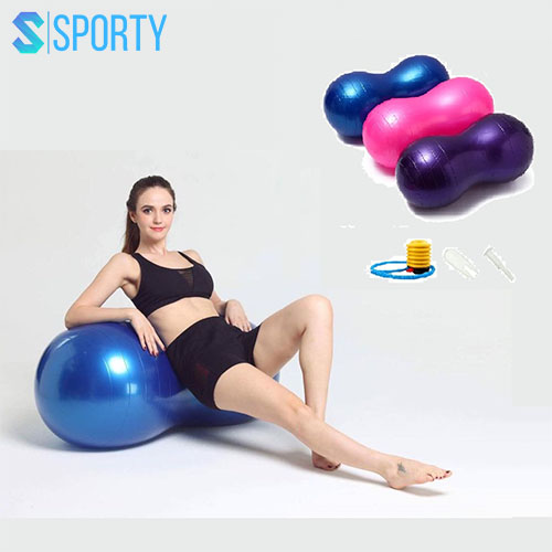 Bóng tập Yoga chính hãng SPORTY bóng yoga củ lạc trơn tặng bơm và đầu bơm