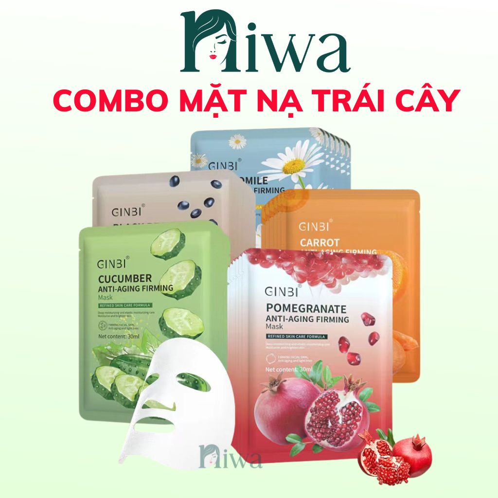 Mặt nạ dưỡng ẩm da mix nhiều mẫu trái cây, mặt nạ giấy thiên nhiên dưỡng da, dưỡng trắng, giảm mụn, dùng cho skincare và makeup