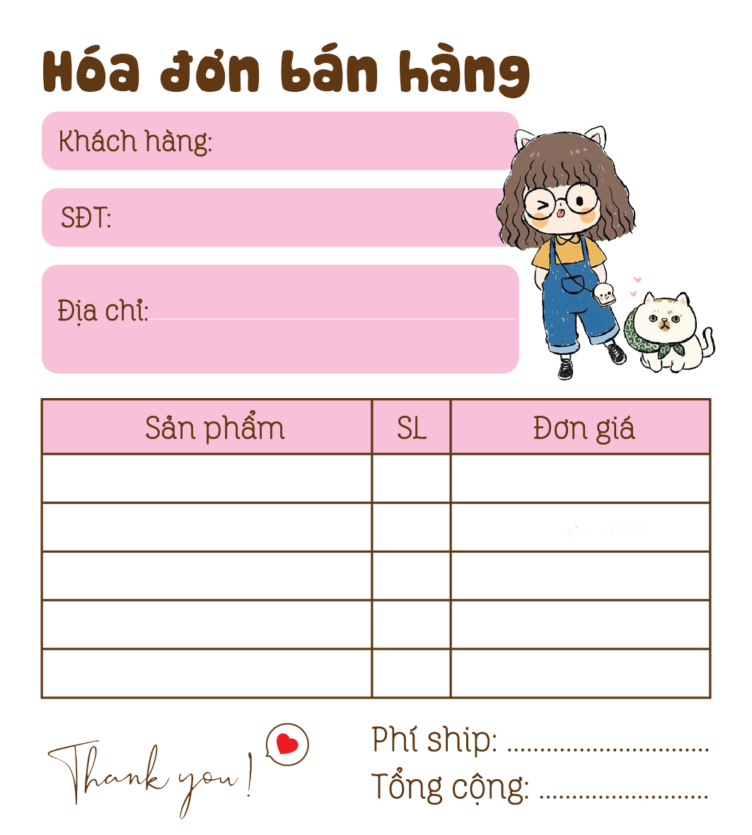 [ Hàng Sẵn ] Hóa Đơn Bán Hàng Mini 1 Liên Dễ Thương