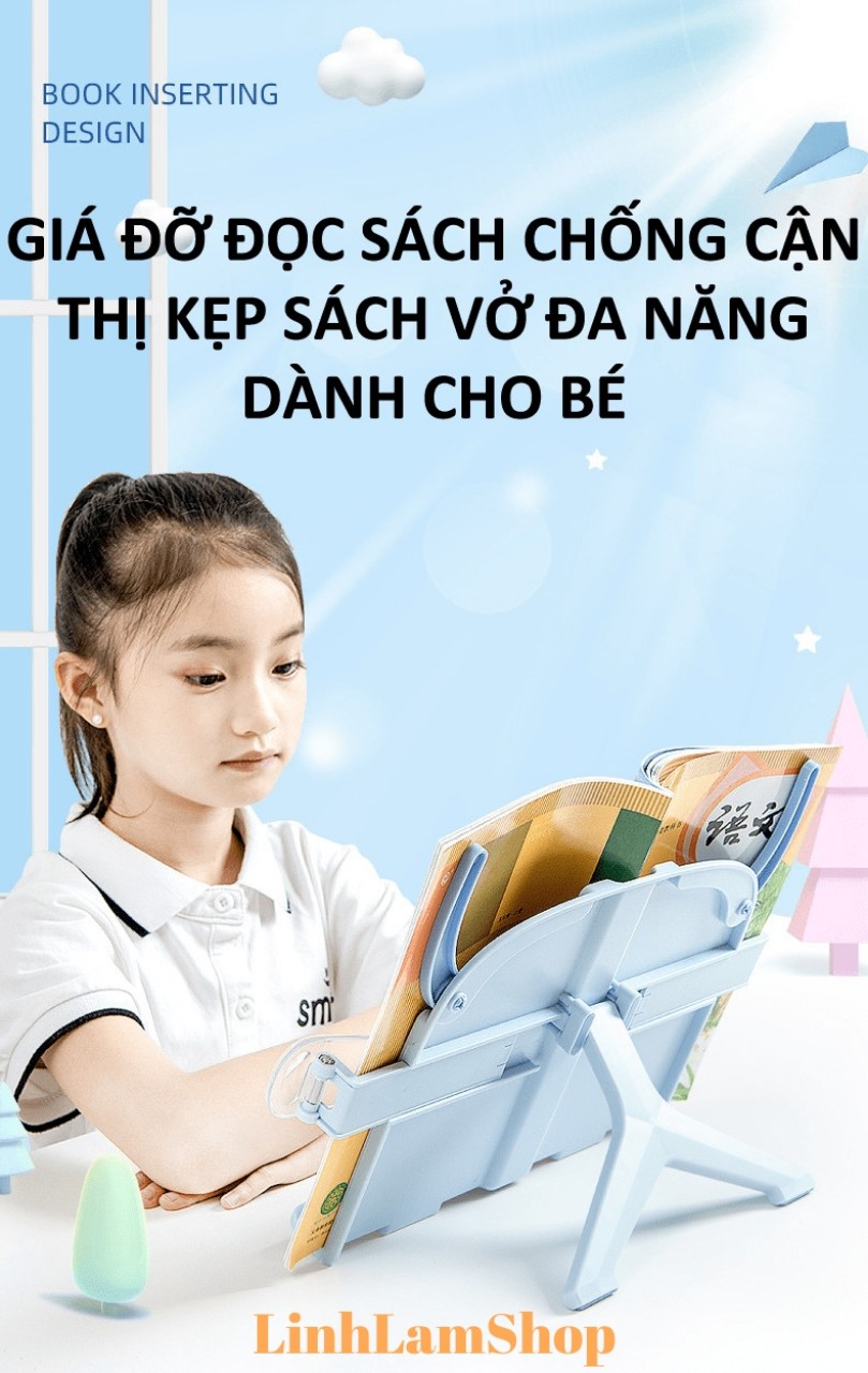 Giá đỡ đọc sách chống cận thị chống gù lưng kẹp sách vở đa năng cho trẻ em chất liệu bền đẹp an toàn