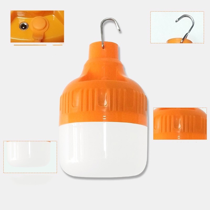 Bóng đèn tích điện siêu sáng 100w tặng sạc dây usb chống nước, bóng đèn tích điện 6-8h cắm usb có móc treo