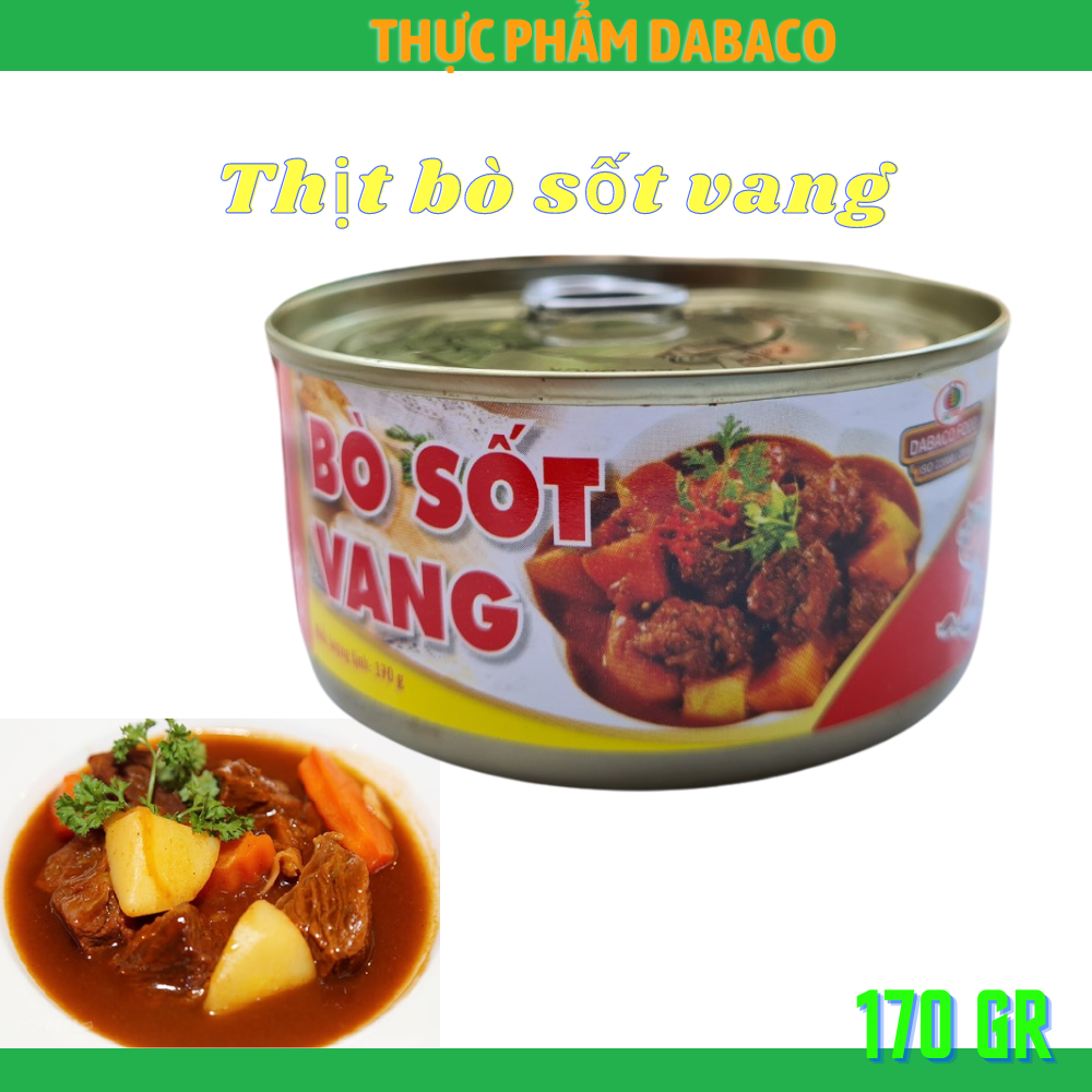 Thịt bò sốt vang hộp 170gr thực phẩm Dabaco ăn liền hoặc chế biến theo sở thích - Loriket