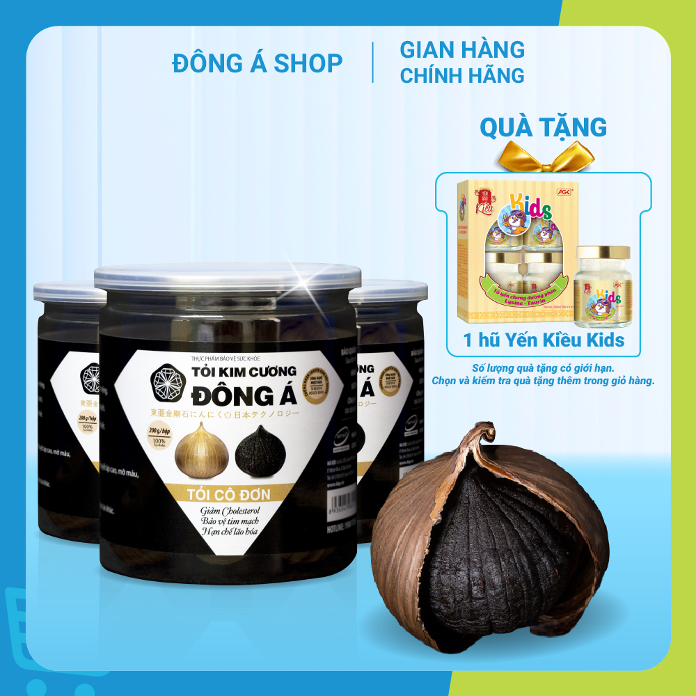 Tỏi Kim cương Đông Á - Combo 3 Hộp  200G - Tỏi đen cô đơn SX theo công nghệ Nhật Bản, hỗ trợ tăng cường sức khỏe - Kiểm nghiệm chất lượng bởi Bộ Y Tế, Intertek