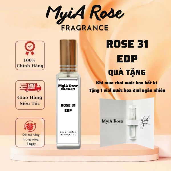 Nước Hoa ROSE 31 chính hãng MyiA Rose 20ml thơm lâu hương hoa cỏ đẳng cấp sang trọng