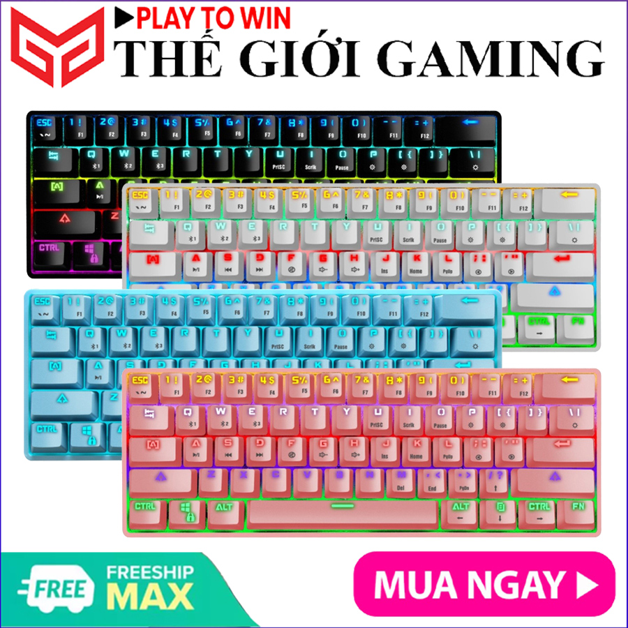 LEAVEN K28 RGB - Bàn phím cơ mini không dây Bluetooth kép K28 Led RGB 61 phím Chống Nước Chơi Game Giải Trí Dành Cho Máy Tính Để Bàn - Hãng phân phối chính thức