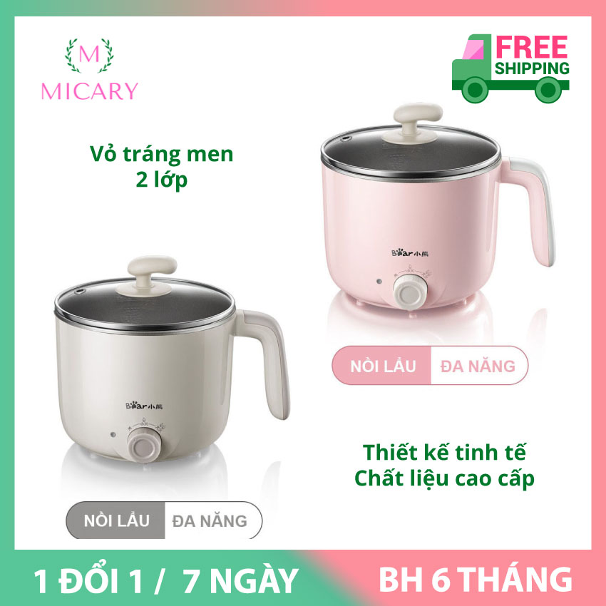 Nồi LẨu điện Mini, Nồi Lẩu điện đa năng mini. Nồi Chiên, xào, lẩu. Chất lượng cao cấp thương hiệu Bear. Tặng kèm Muỗng và Khăn Lau đa Năng.BẢo Hành 6 tháng bởi Micary