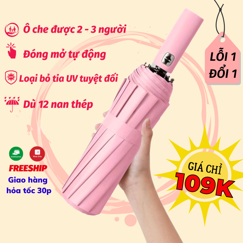 Dù ô đi mưa vải dù dày dặn 12 nan công nghệ nhật bản dù đi mưa asaki