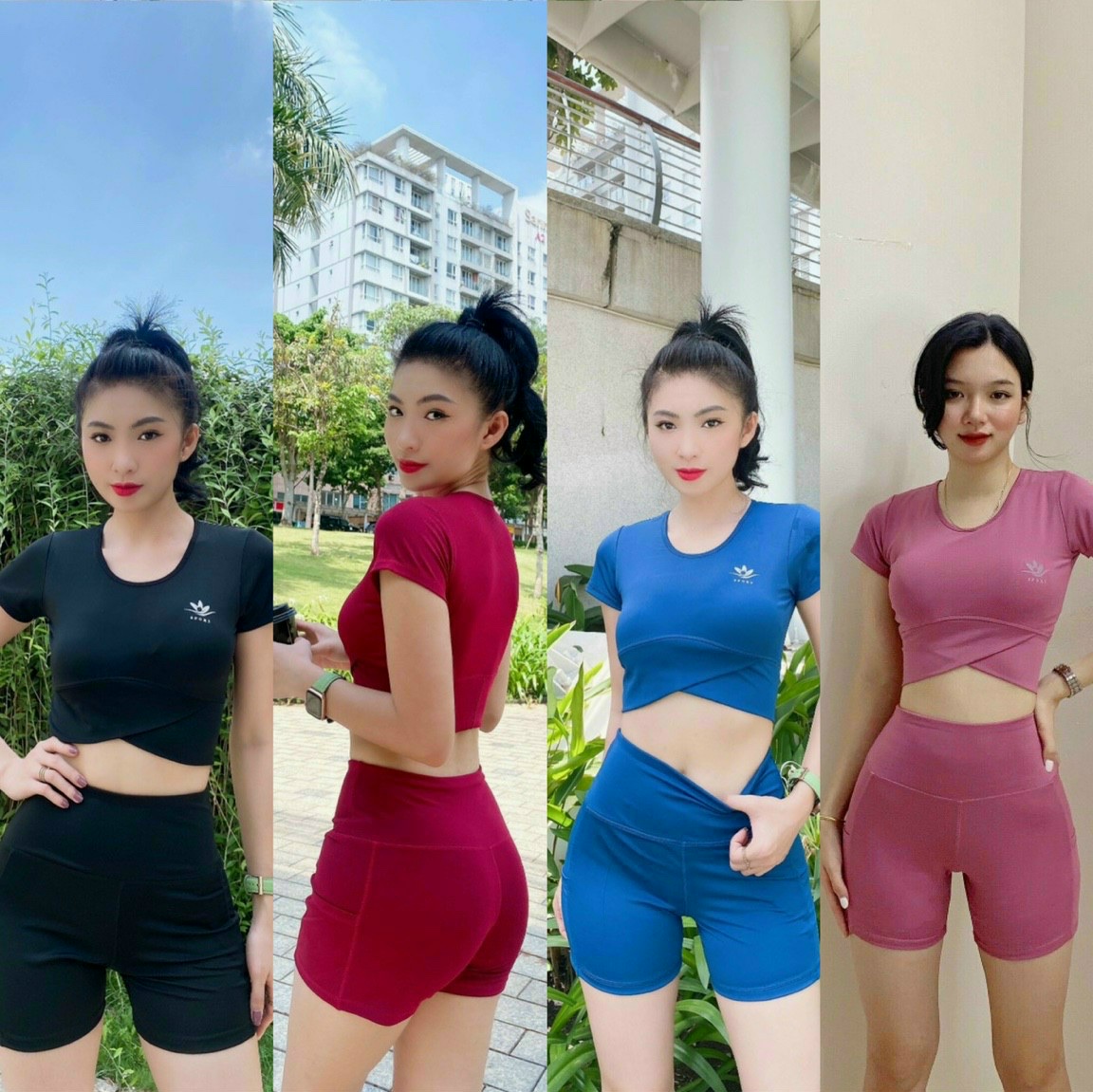 Bộ quần áo tập gym yoga nữ AMIN AM037 áo croptop có mút ngực quần legging lửng nâng mông đồ tập gym yoga nữ tôn dáng - Ng01