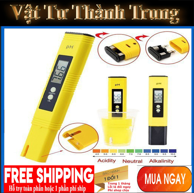 Máy đo PH nước từ 0-14 PH,kèm sẵn pin - Bút đo PH nước chuyên dụng nuôi bể cá...