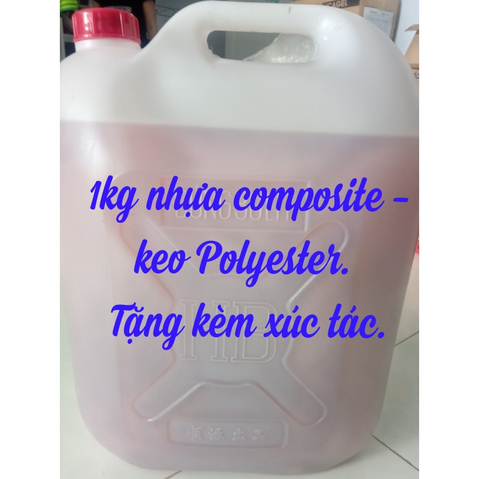 Combo 1kg Nhựa Composite 1kg sợi thủy tinh - Keo Polyester resin - Keo Poly hồng và xúc tác .
