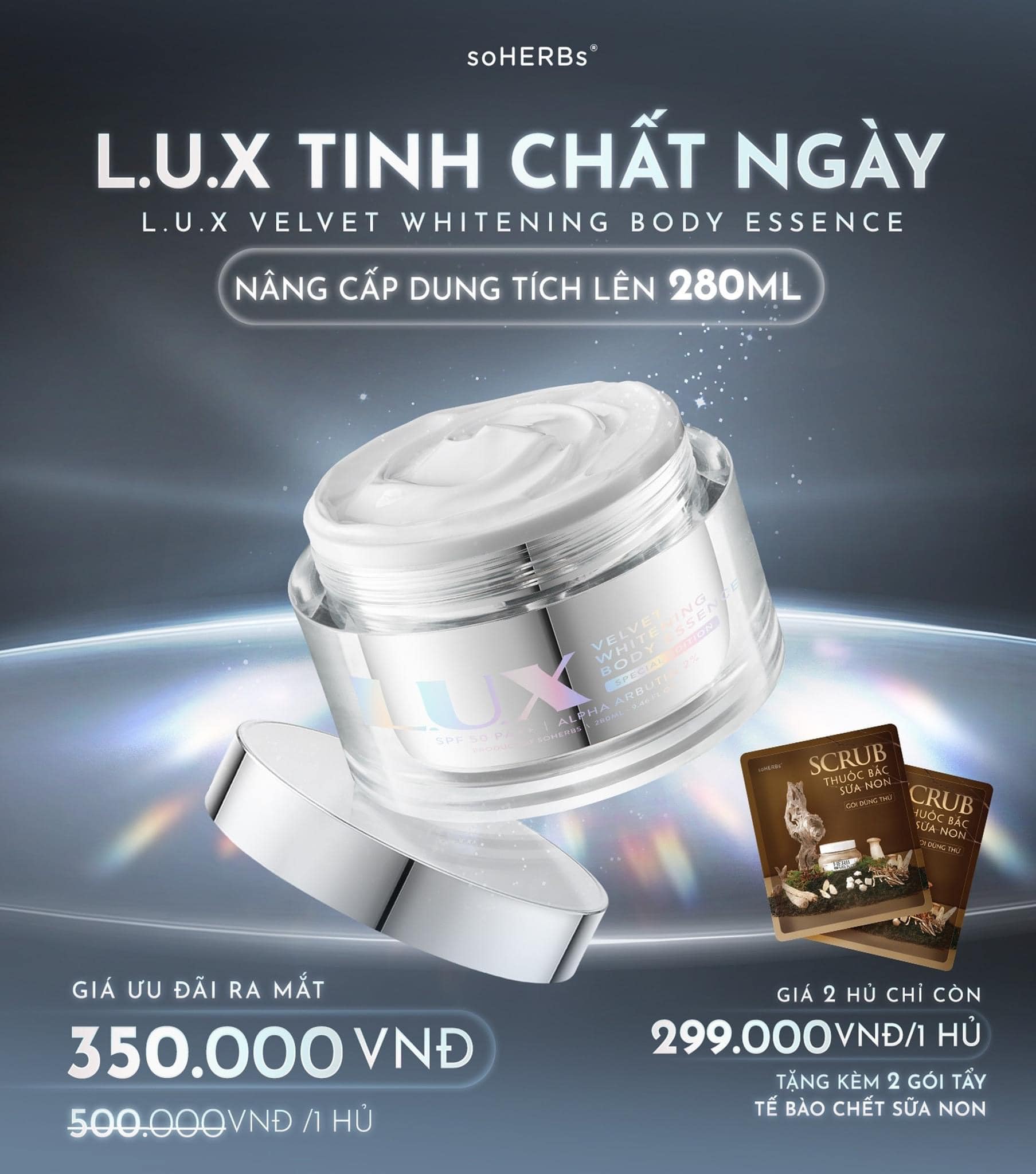 Kem body lux dưỡng trắng da tinh chất yến lux sohers phiên bản mới 280ml