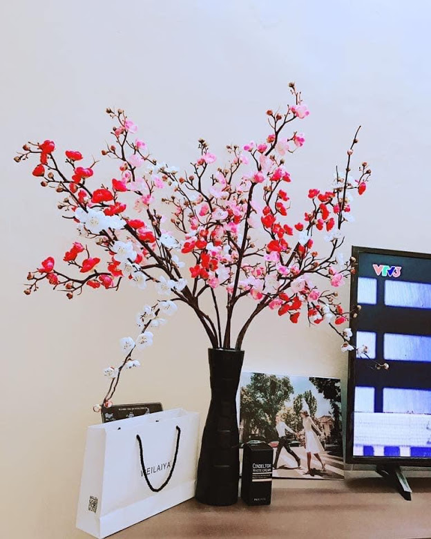 Hoa đào giả hoa lụa đẹp trang trí cao cấp