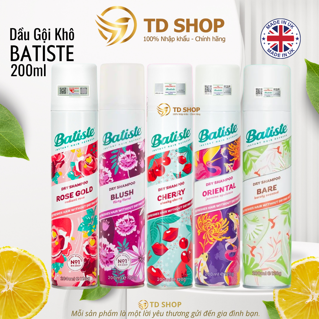 [Nk Uk, Thailand] Batiste Dry Shampoo 200ml with Many Scents - Td Shop