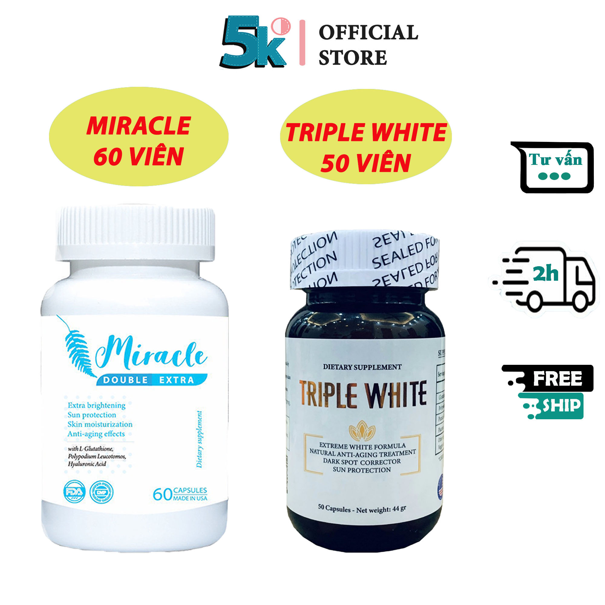 Viên Uống Triple White -MIRACLE DOUPLE EXTRA- Viên Uống Trắng Da