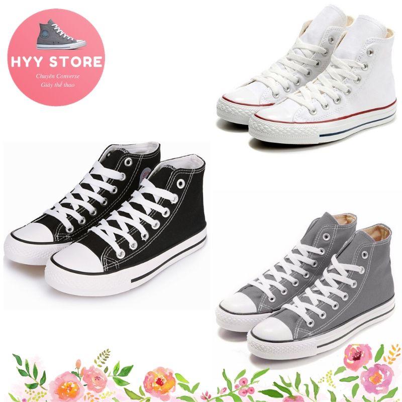 Giày Conve Cổ Cao ( Đen-Trắng-Xám) - Hyy Store (Giày nam - Giày nữ - Giày thể thao nam - Giày thể thao nữ - Giày nam sneaker - Giày nữ sneaker - Giày thể thao đẹp, cá tính - Giày Conver Giảm Giá)