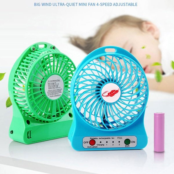 [QUẠT 3 SỐ] Quạt sạc tích điện mini 3 số có đèn-quạt sạc tích điện để bàn-êm mát, bền-quạt sạc mini siêu tiện dụng (Màu ngẫu nhiên)