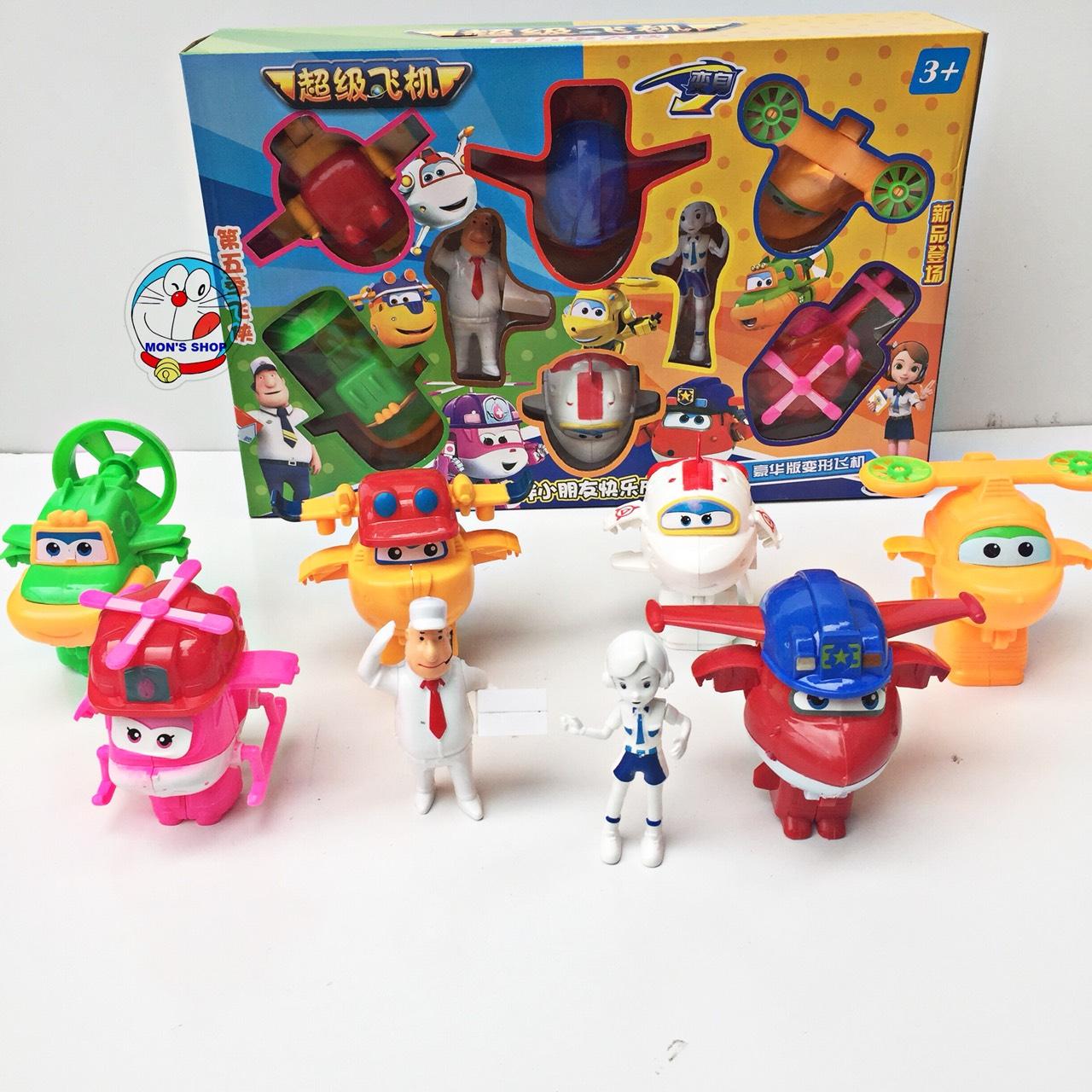 Đồ chơi đội bay siêu đẳng 8 nhân vật biến hình máy bay và robot siêu hot 2019