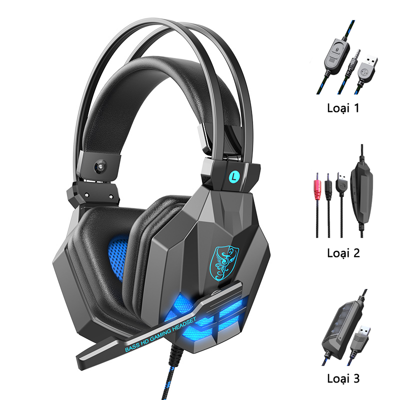 Tai nghe có dây gaming có đèn LED Có Mic hỗ trợ micrô chuyển đổi một nút onikuma ba loại phích cắm để lựa chọn