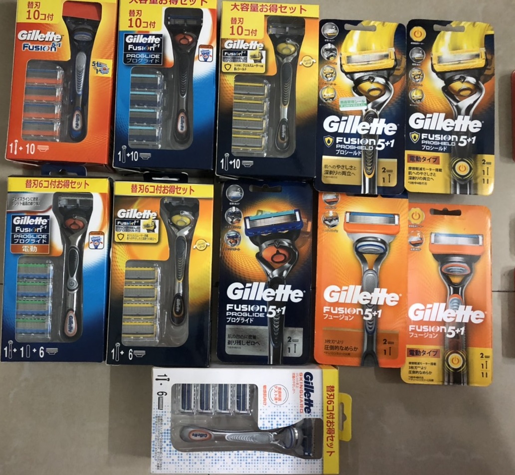Dao cạo râu 5 lưỡi Gillette Fusion Proglide, Proshield, Skinguard Nhật Bản nội địa và lưỡi dao thay thế