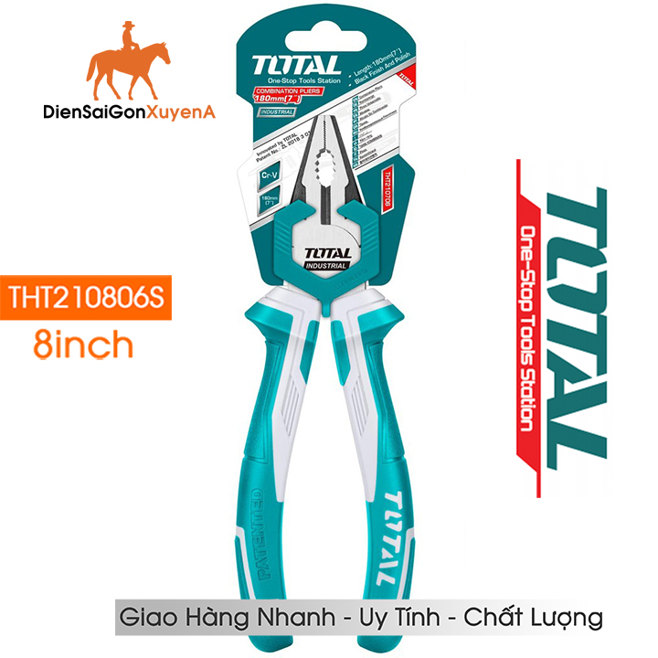 Kìm điện kềm răng crv 8 inch 200mm total tht210806s - ngô gia tools