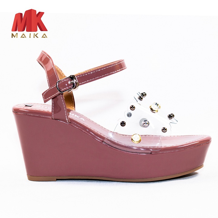 Xăng đan đế xuồng MK MAIKA quai ngang cao 8cm S144 Hồng đế đúc, thời trang, trẻ trung, phù hợp đi học, đi chơi, đi làm – MK STORE