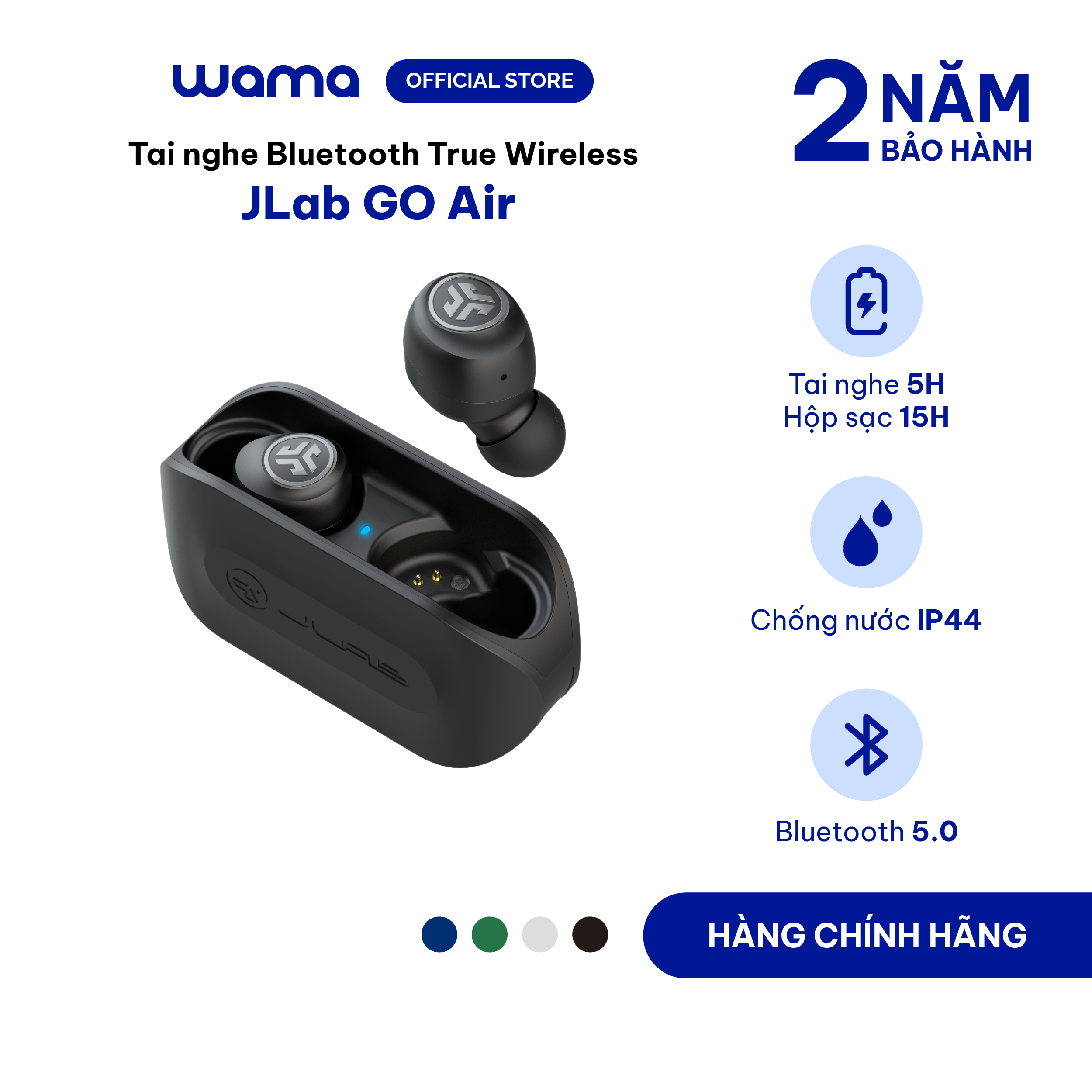 Tai nghe bluetooth true wireless jlab go air - sạc nhanh tai nghe - iapebgoair