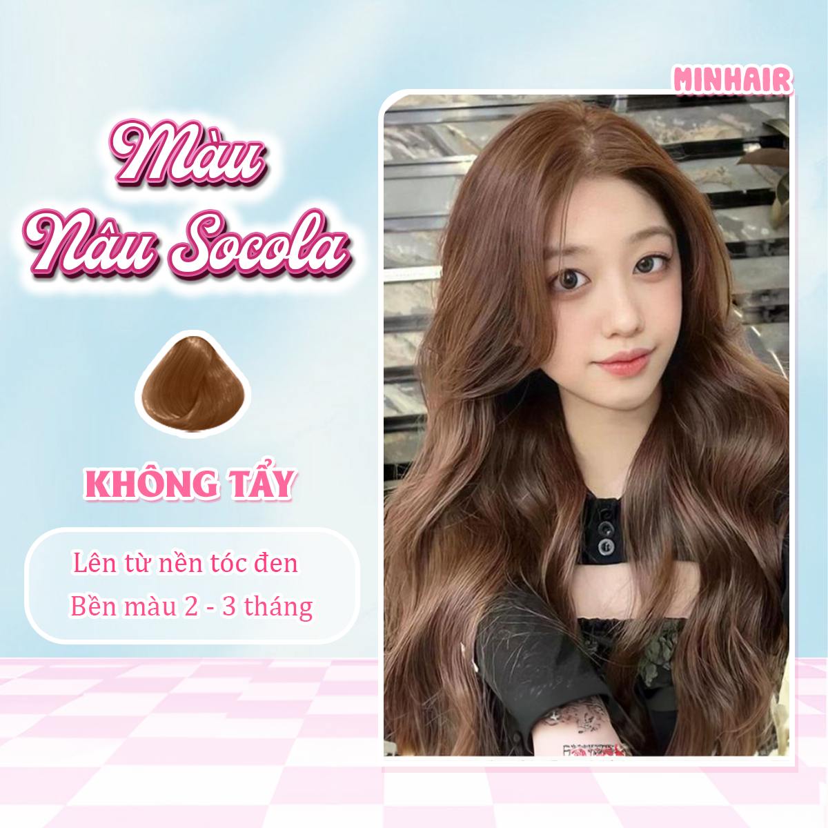 HOÀN TIỀN 15% - Thuốc nhuộm tóc nâu thuốc nhuộm tóc nâu Socola Chocolat không cần tẩy MIN.HAIR tặng kèm oxy trợ dưỡng và bao tay