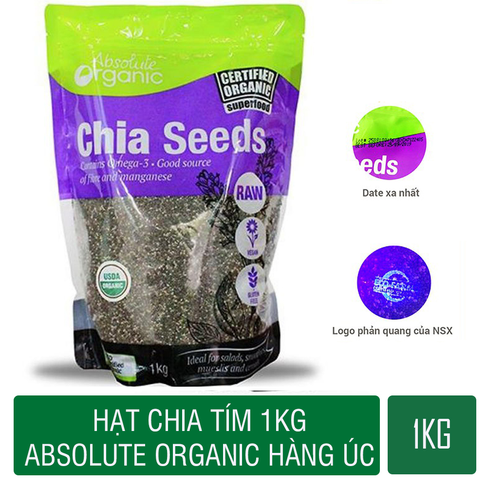 [HCM]Hạt chia giảm cân Úc Absolute Organic gói 1kg làm đẹp da giảm cân dáng đẹp
