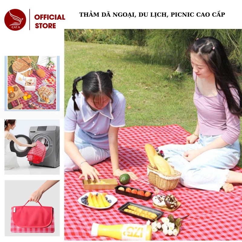 Thảm Dã Ngoại, Du Lịch, Picnic Cao Cấp - Chống Thấm Nước, Họa Tiết Caro,  Gấp Gọn Tiện Lợi - 2 Kích Thước Dễ Lựa Chọn !